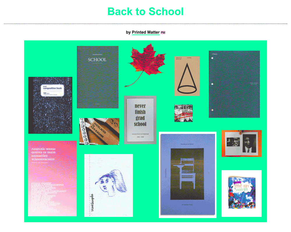 Animation of many different user-generated tables, with different color backgrounds, books, objects, and titles
